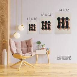 "Artery8 Hi Midcentury Modern Rainbow Font Typography Canvas Wall Art Print - Size: W18"" x H24""" - thumbnail 4