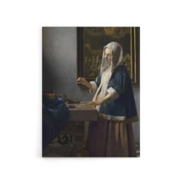 "Artery8 Woman Holding a Balance Vermeer Vintage Canvas Wall Art in Grey - Size: W18"" x H24""" - thumbnail 1