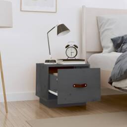 Berkfield Home Bedside Cabinets 2 pcs Grey 40x34x35 cm Solid Wood Pine - Size: 40 x 34 x 35 cm - thumbnail 3
