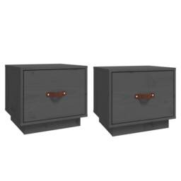 Berkfield Home Bedside Cabinets 2 pcs Grey 40x34x35 cm Solid Wood Pine - Size: 40 x 34 x 35 cm