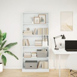 Berkfield Home Bookcase White 80x24x176 cm Engineered Wood - Size: 80 x 24 x 176 cm - thumbnail 3