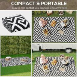Kelvenix Reversible Outdoor Rug Portable Plastic Straw RV Camping Mat in Black - Size: 100 cm x 1000 cm - thumbnail 5