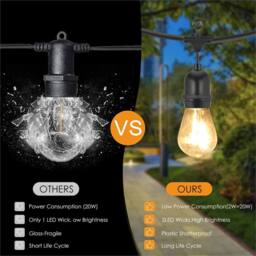 NESTLUNE 10m HEAVY DUTY FESTOON E27 IP65 WATERPROOF LED OUTDOOR in Black - thumbnail 2