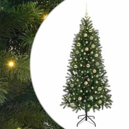 Berkfield Home Artificial Christmas Tree with 300 LEDs Green 180 cm PE & PVC - thumbnail 2