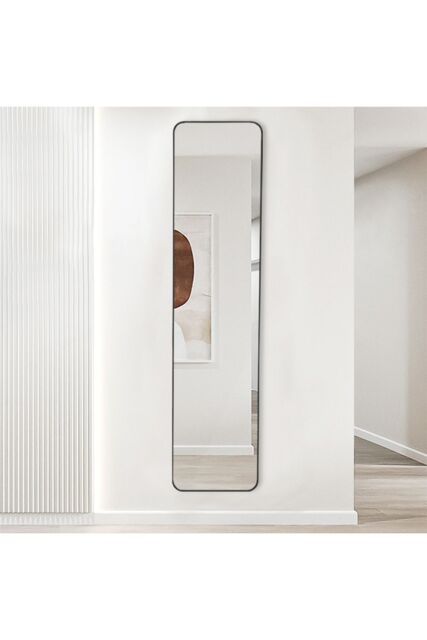 Living and Home 28x118cm Black Wall-Mounted Full Length Mirror for Hallway, Bedroom, Rental Homes - Size: 28x118 cm - image 1