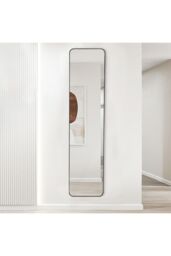 Living and Home 28x118cm Black Wall-Mounted Full Length Mirror for Hallway, Bedroom, Rental Homes - Size: 28x118 cm - thumbnail 1