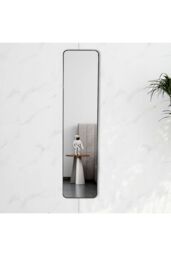 Living and Home 28x118cm Black Wall-Mounted Full Length Mirror for Hallway, Bedroom, Rental Homes - Size: 28x118 cm - thumbnail 2