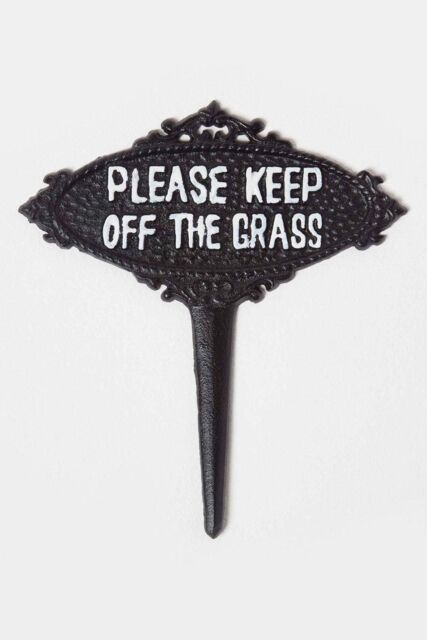 Homescapes Please Keep Off-The Grass Garden Sign with Metal Spike in Black - image 1