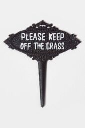 Homescapes Please Keep Off-The Grass Garden Sign with Metal Spike in Black - thumbnail 1