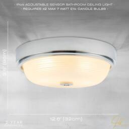 Happy Homewares Sensor IP44 Bathroom Ceiling Light Fitting with Multi Functions in Silver - thumbnail 8