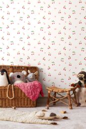 Hoopla Walls Cherry Dance 10m Matt Wallpaper in Black