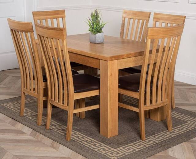 Thats Furniture Dakot 127 x 82cm Oak Small Dining Table & 6 Harvard Chairs in Brown - Size: 127 x 82 cm - image 1