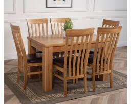 Thats Furniture Dakot 127 x 82cm Oak Small Dining Table & 6 Harvard Chairs in Brown - Size: 127 x 82 cm - thumbnail 3