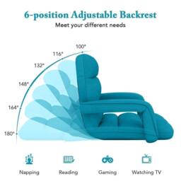 Kelvenix Floor Gaming Chair Adults 6-Position Adjustable in Blue - Size: 0.6m2 - thumbnail 5