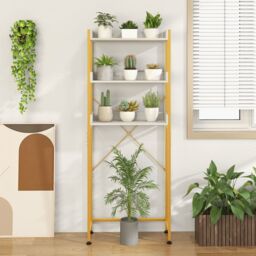 Costway 3-Tier Over-The-Toilet Storage Shelf Space Saving Bathroom Organizer w/ 4 Hooks in White - thumbnail 4