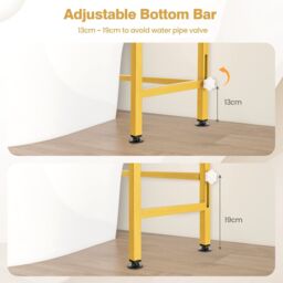 Costway 3-Tier Over-The-Toilet Storage Shelf Space Saving Bathroom Organizer w/ 4 Hooks in White - thumbnail 6