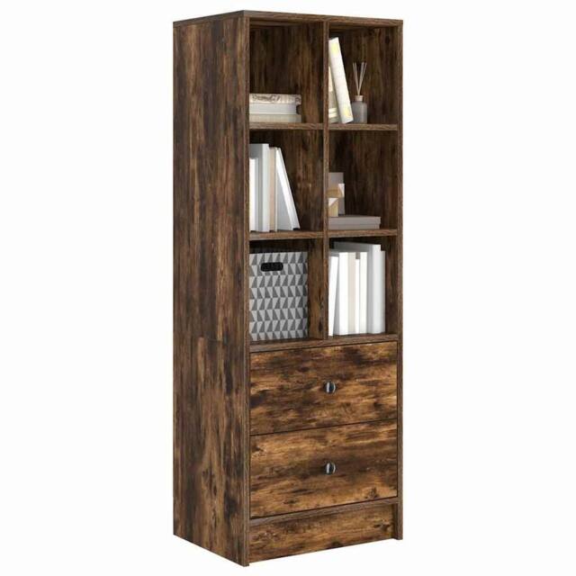 Berkfield Home Smoked Oak Shelving Unit Smoked Oak Engineered Wood Medium in Brown - image 1