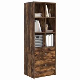 Berkfield Home Smoked Oak Shelving Unit Smoked Oak Engineered Wood Medium in Brown - thumbnail 1