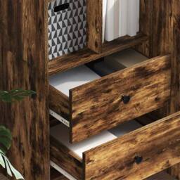Berkfield Home Smoked Oak Shelving Unit Smoked Oak Engineered Wood Medium in Brown - thumbnail 4