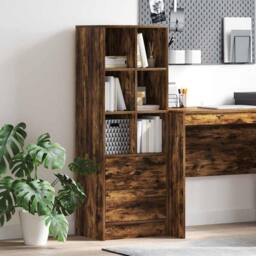 Berkfield Home Smoked Oak Shelving Unit Smoked Oak Engineered Wood Medium in Brown - thumbnail 2