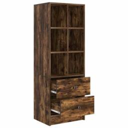 Berkfield Home Smoked Oak Shelving Unit Smoked Oak Engineered Wood Medium in Brown - thumbnail 5