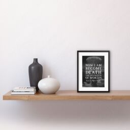 Artery8 Wall Art Print Quote Slate Robert Oppenheimer I am Become Death Destroyer of Worlds Father of Atomic Bomb Artwork Framed 9X7 Inch - thumbnail 2