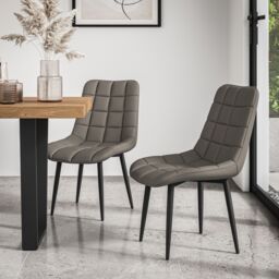 More4Homes Haydon Extending Dining Table & Chairs- Oak Effect Table Top w Black Legs + Nova Faux Leather Dining Chair Set Of 6 in Grey - thumbnail 5