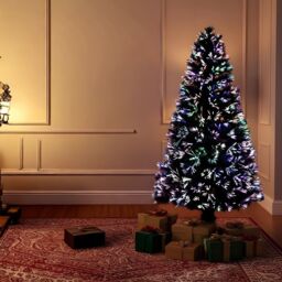 Shatchi 5Ft/150cm Multicolour Fibre Optic Christmas Tree LED Pre-Lit in Green - Size: 5ft - thumbnail 7