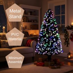 Shatchi 5Ft/150cm Multicolour Fibre Optic Christmas Tree LED Pre-Lit in Green - Size: 5ft - thumbnail 8