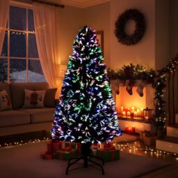 Shatchi 5Ft/150cm Multicolour Fibre Optic Christmas Tree LED Pre-Lit in Green - Size: 5ft - thumbnail 6