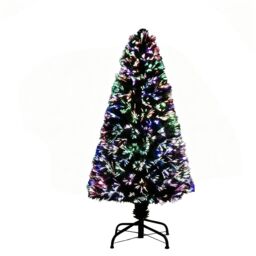 Shatchi 5Ft/150cm Multicolour Fibre Optic Christmas Tree LED Pre-Lit in Green - Size: 5ft - thumbnail 2