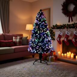 Shatchi 5Ft/150cm Multicolour Fibre Optic Christmas Tree LED Pre-Lit in Green - Size: 5ft - thumbnail 4