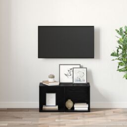Berkfield Home TV Cabinet with Storage Black oak Engineered Wood - thumbnail 4