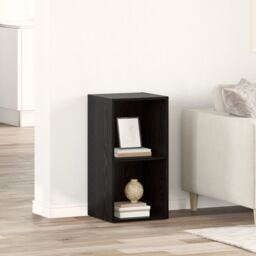 Berkfield Home TV Cabinet with Storage Black oak Engineered Wood - thumbnail 1