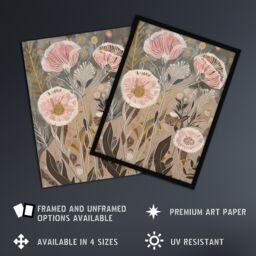 "Artery8 Autumn Carnations Flowers Artwork Rustic Floral Wall Art Print in Beige - Size: W24"" x H32""" - thumbnail 2