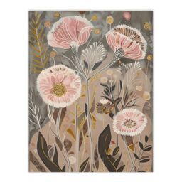 "Artery8 Autumn Carnations Flowers Artwork Rustic Floral Wall Art Print in Beige - Size: W24"" x H32""" - thumbnail 1