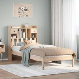 Berkfield Home Bookcase Bed without Mattress 90x190 cm Single Solid Wood Pine in Brown - thumbnail 1