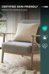 Homescapes Pure Handmade Cotton Muslin Cushion with Cover - 45 x 45 cm in Off-White - Size: 45 cm x 45 cm - thumbnail 5