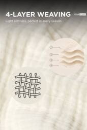 Homescapes Pure Handmade Cotton Muslin Cushion with Cover - 45 x 45 cm in Off-White - Size: 45 cm x 45 cm - thumbnail 4