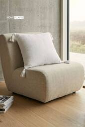 Homescapes Pure Handmade Cotton Muslin Cushion with Cover - 45 x 45 cm in Off-White - Size: 45 cm x 45 cm - thumbnail 2