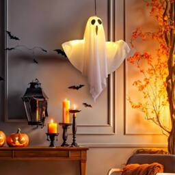 Lovii Halloween Hanging Ghost Light Scream Ghost LED Decor White - thumbnail 3