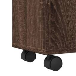 Berkfield Home Narrow Bathroom Cabinet with Wheels Brown Oak Engineered Wood - thumbnail 8