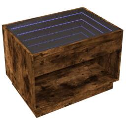 Berkfield Home Decorative Coffee Table with Infinity LED Smoked Oak 70x50x50 cm in Brown - Size: 70 x 50 x 50 cm - thumbnail 5