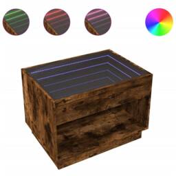 Berkfield Home Decorative Coffee Table with Infinity LED Smoked Oak 70x50x50 cm in Brown - Size: 70 x 50 x 50 cm - thumbnail 3