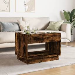 Berkfield Home Decorative Coffee Table with Infinity LED Smoked Oak 70x50x50 cm in Brown - Size: 70 x 50 x 50 cm - thumbnail 1