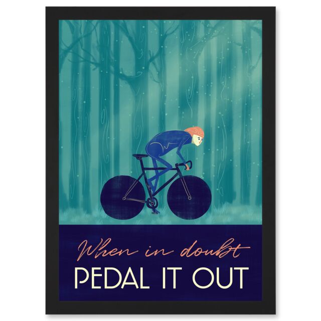 Artery8 Pedal It Out Cycling Bike Bicycle Quote A4 Artwork Framed Wall Art Print in Black - image 1
