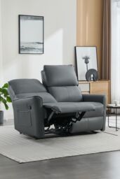 More4Homes Madrid 2 Seater Manual Air Leather Recliner Sofa in Grey - thumbnail 6