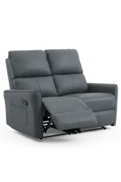 More4Homes Madrid 2 Seater Manual Air Leather Recliner Sofa in Grey - thumbnail 3