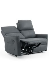 More4Homes Madrid 2 Seater Manual Air Leather Recliner Sofa in Grey - thumbnail 4