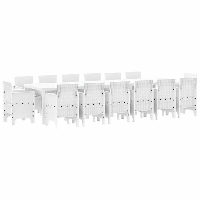 Berkfield Home 15 Piece Garden Dining Set with Cushions White Poly Rattan